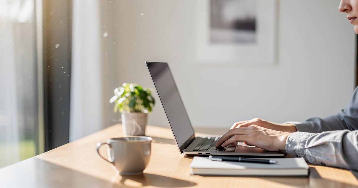 Freelance travaillant sur son ordinateur depuis son bureau à domicile