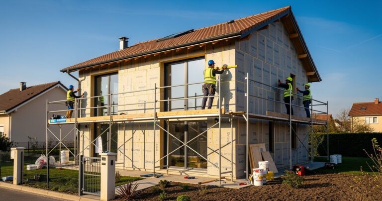 Isolation thermique par l'extérieur d'une maison en rénovation énergétique